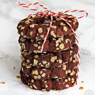 Chocolate Melting Moments stack tied with a string bow.