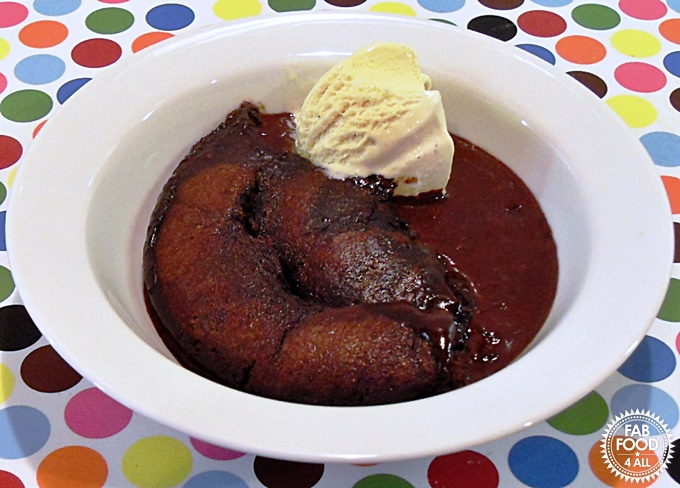 Chocolate Puddle Pudding in a bowl.