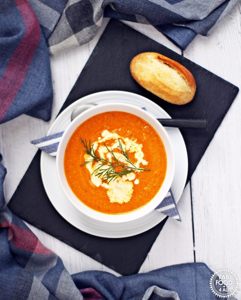 Tomato, Carrot and Dill Soup creamy, garlicky & delicious! Fab Food 4 All