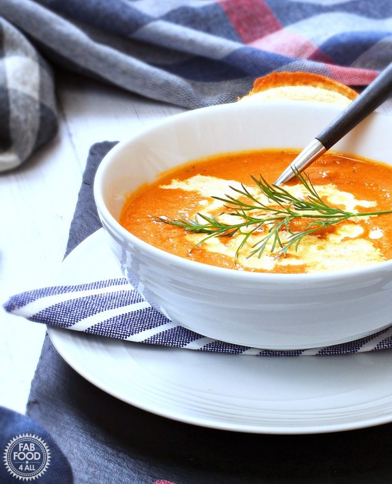 Tomato, Carrot and Dill Soup creamy, garlicky & delicious! Fab Food 4 All
