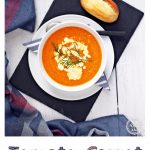 Tomato, Carrot and Dill Soup - creamy, garlicky & delicious! This soup was a best seller when I worked in catering and a personal favourite! #tomato #carrot #dill #soup #souprecipes #tomatorecipes #carrotrecipes #vegetarianrecipes #vegetarian #vegetablesouprecipes #vegetablesoup