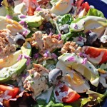 Quick Nicoise Style Salad - on a plate in the sunshine.Fab Food 4 All