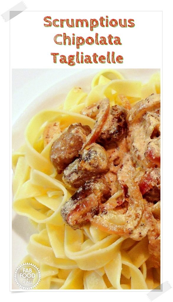 Scrumptious Chipolata Tagliatelle on a plate