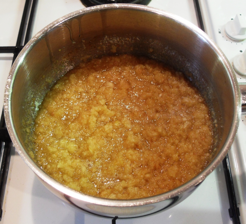 Golden syrup, lemon juice, zest & breadcrumbs in a pan.