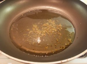Vegetable Dhal Curry prep shot in pan.