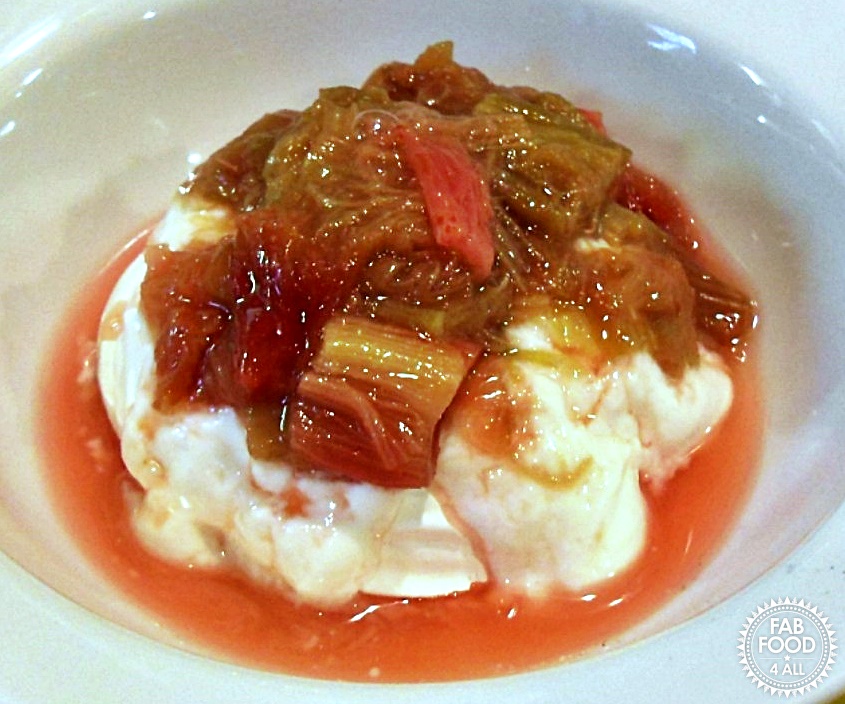 Rhubarb Compote with Vanilla Greek Yogurt & Meringue - Fab Food 4 All
