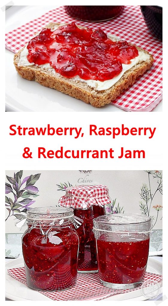 Strawberry, Raspberry & Redcurrant Jam - Pinterest image.