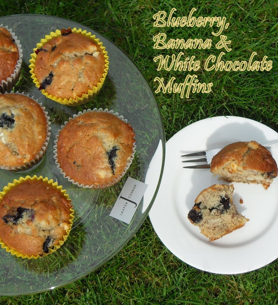 Blueberry, Banana and White Chocolate Muffins from Fab Food 4 All