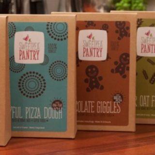 Sweetpea Pantry, Kid's baking mixes, Ocado, Ginger Giggles, Chocolate Giggles, Playful Pizza Dough, Super Oat Flapjack, Grainy Brainy Pancakes