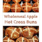 Wholemeal Apple Hot Cross Buns - healthier than your usual Hot Cross Bun and incredibly delicious! Packed full of apple chunks, currants & mixed spice you're in for a treat! #HotCrossBun #HotCrossBunRecipes #HealthyRecipes #WholemealHotCrossBuns #AppleHotCrossBuns #WholemealRecipes #WholemealFlourRecipes #Yeast #Baking #EasterRecipes