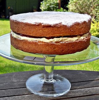 Victoria Sandwich on a pedestal.