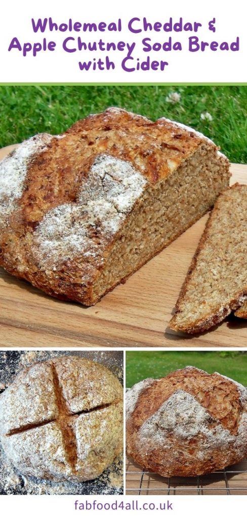 Wholemeal Cheddar & Apple Chutney Soda Bread with Cider Pinterest image