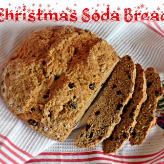 Christmas Soda Bread, Spelt flour, marzipan, stollen, panettone, mixed spice, orange zest, currants, dried cherries, dried fruit, vanilla, quick, easy, without buttermilk, milk and lemon juice