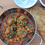 Mutton Kofta Curry with Chickpeas with naan & mint raita.