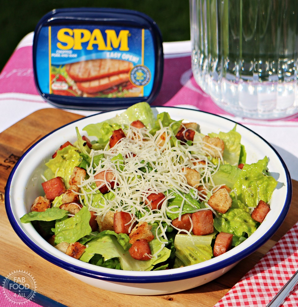 SPAM and Gruyère Salad with Garlic Croutons - Fab Food 4 All