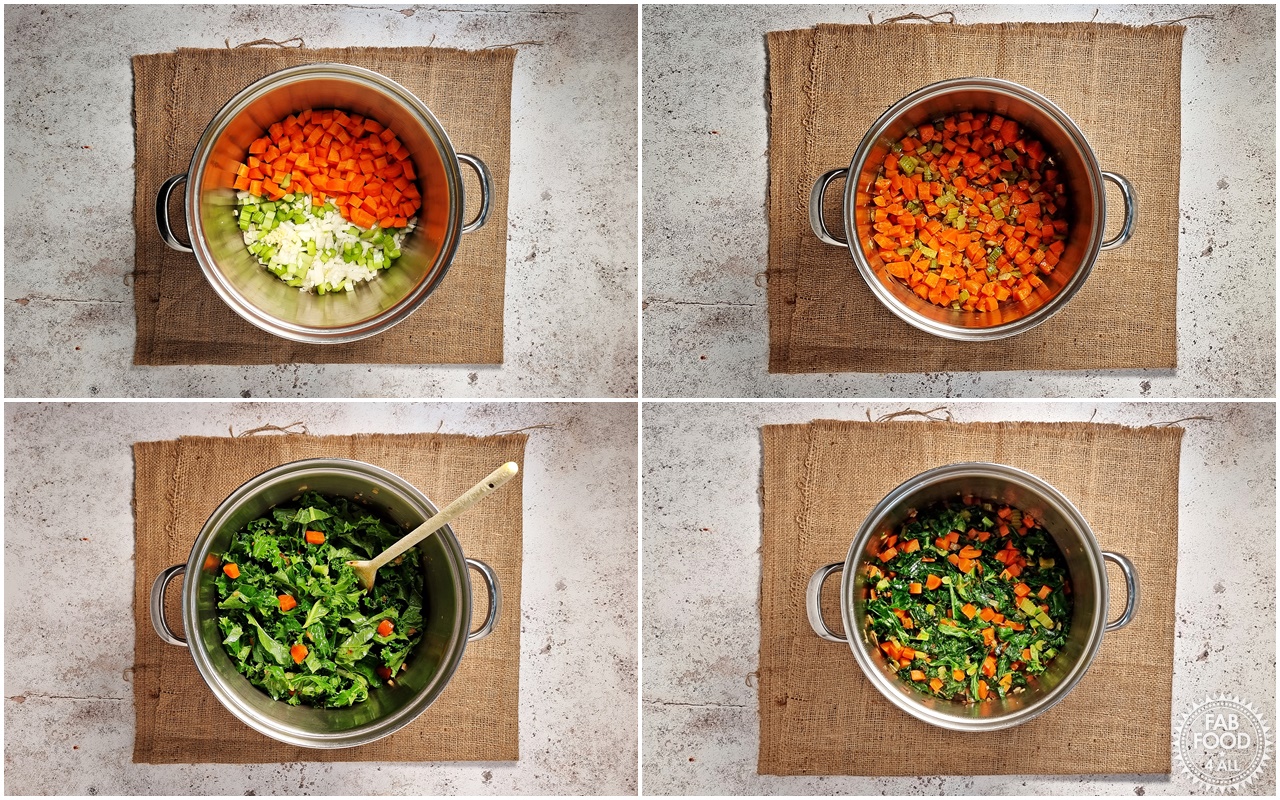 Kale Soup recipe steps 1 - 4.