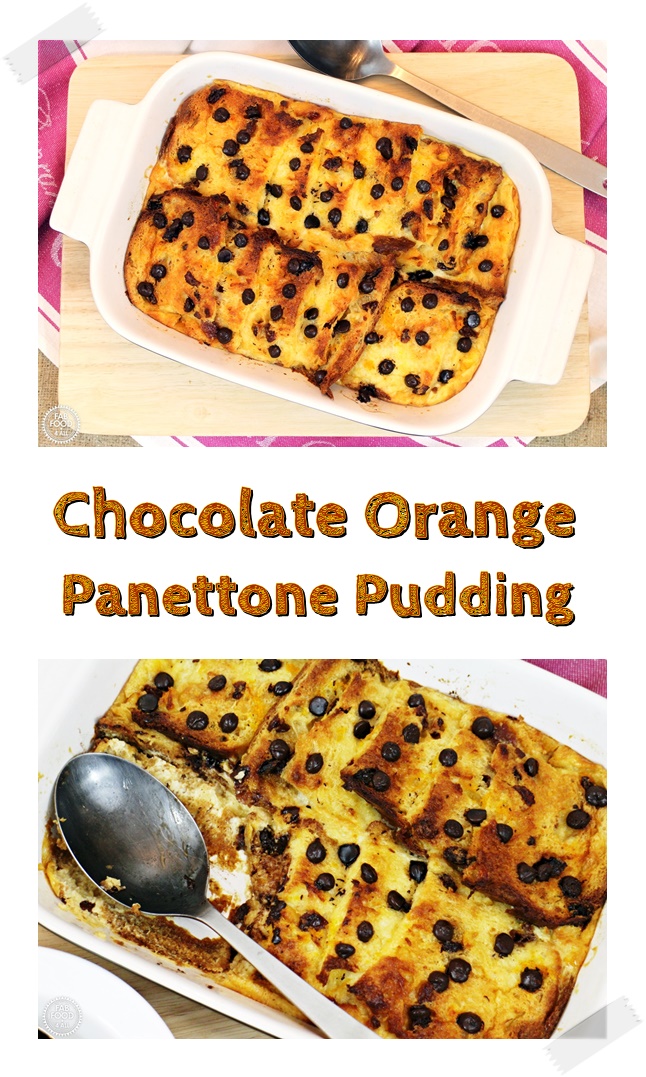 Chocolate Orange Panettone Pudding - a delicious way to use up leftover Panetonne! #puddingreicpes #Panetonne #pudding #dessert #leftoverpanetonne #Christmasrecipes #chocolate #chocolateorange
