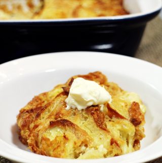 Golden Syrup & Clotted Cream Croissant Pudding - Fab Food 4 All