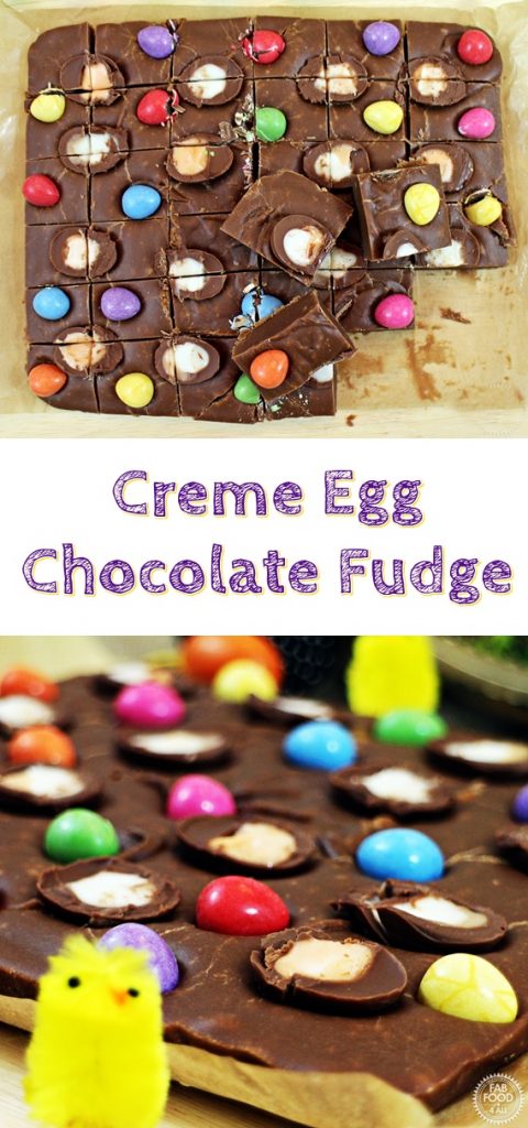 Creme Egg Chocolate Fudge Pinterest image.