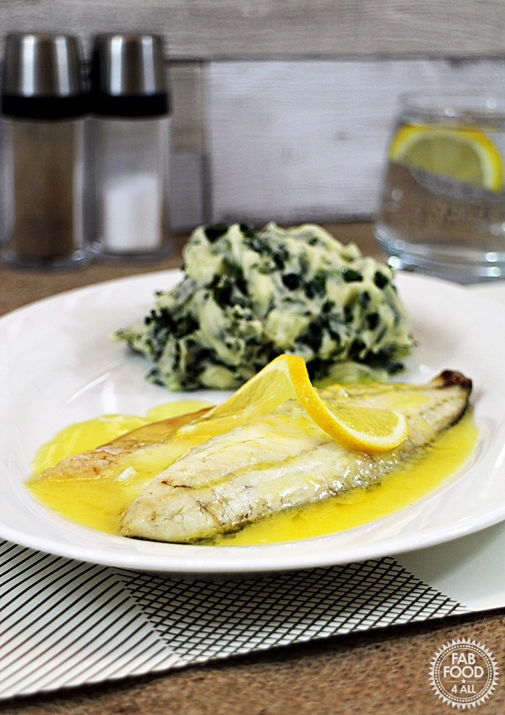 Grilled Seabass with Lemon Garlic Butter Sauce and Colcannon
