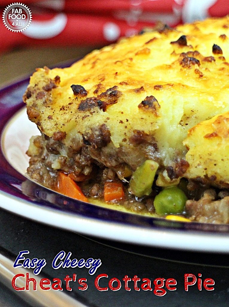 Slice of Easy Cheesy Cheat's Cottage Pie on a plate.