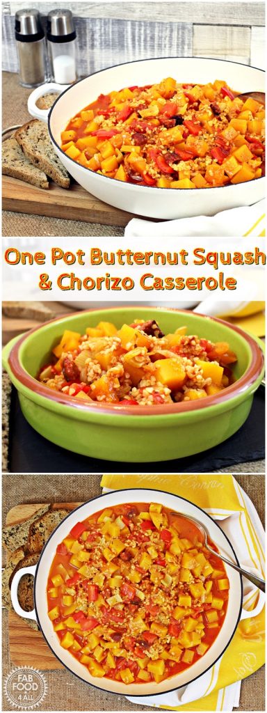 One Pot Butternut Squash and Chorizo Casserole Pinterest image.