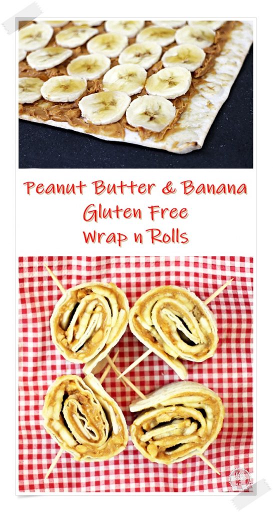 Peanut Butter and Banana Wrap n Rolls Pinterest image.