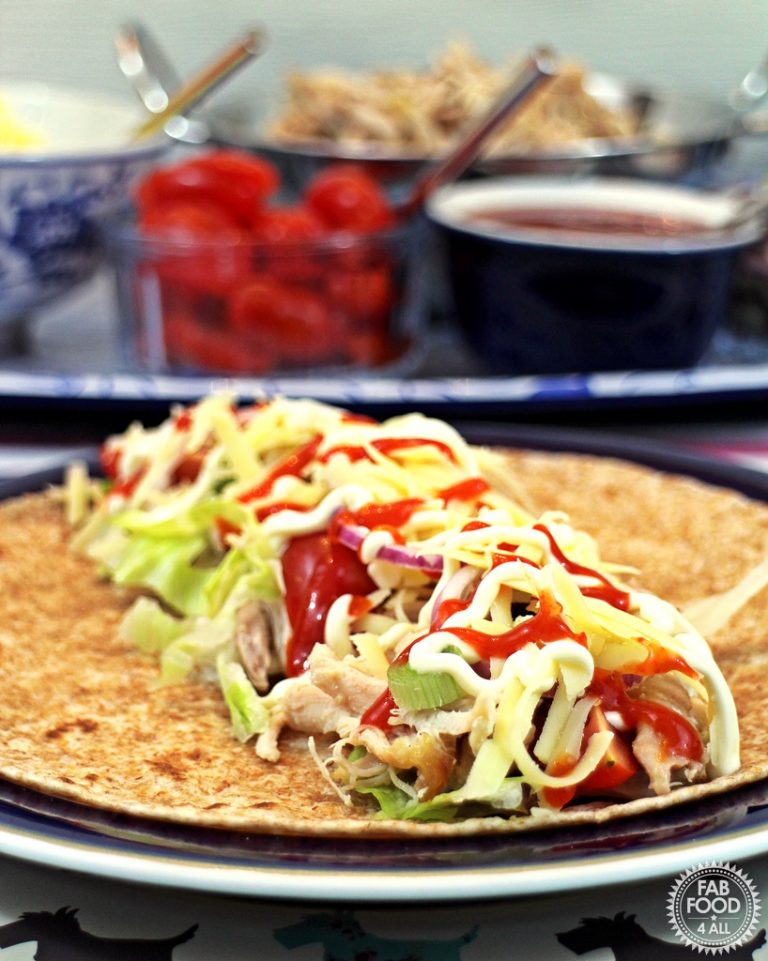 Easy Cheesy Pulled Chicken Wraps your way! Fab Food 4 All