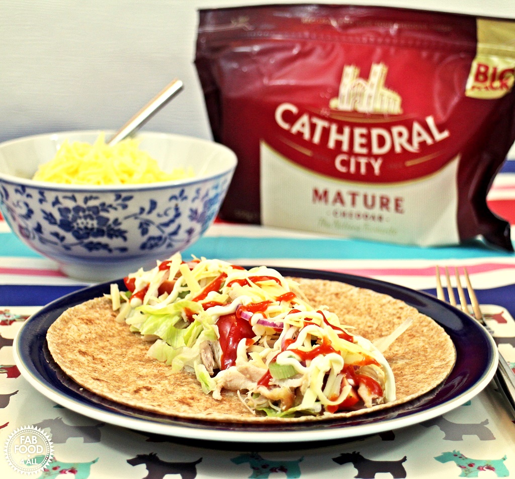 Easy Cheesy Pulled Chicken Wraps - your way! #CheeseRules #LoveCheese
