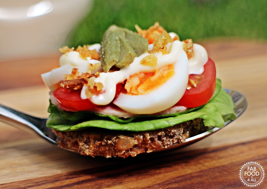 Micro Quail Egg & Smoked Ham Danish Open Sandwich