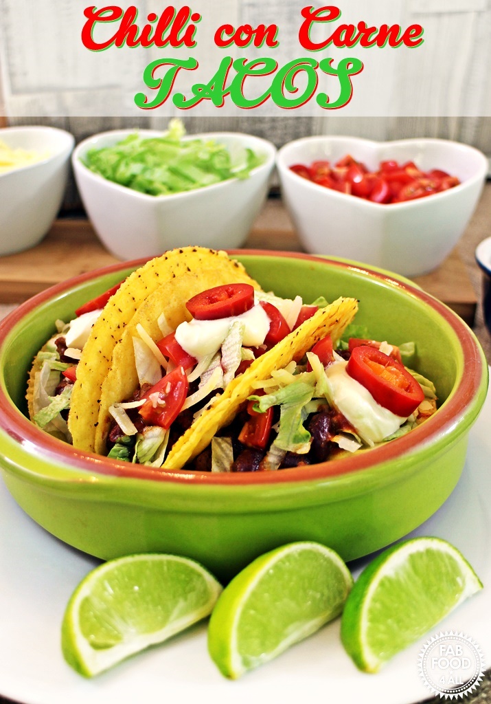 Chilli con Carne Tacos made with Schwartz Recipe Mix for a great quick meal! Fab Food 4 All