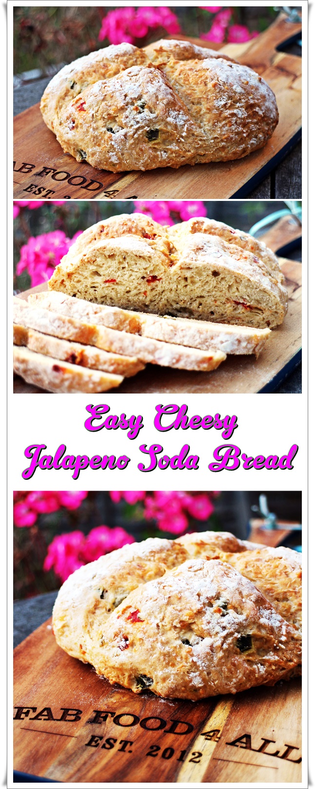 Easy Cheesy Jalapeno Soda Bread, delicious and perfect with soup! Fab Food 4 All
