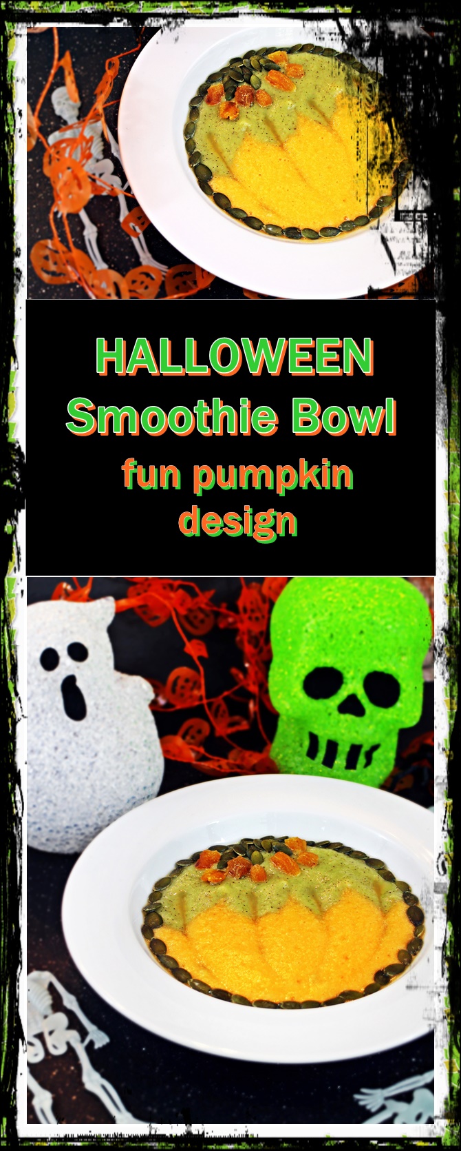 Halloween Smoothie Bowl - fun pumpkin design! Fab Food 4 All