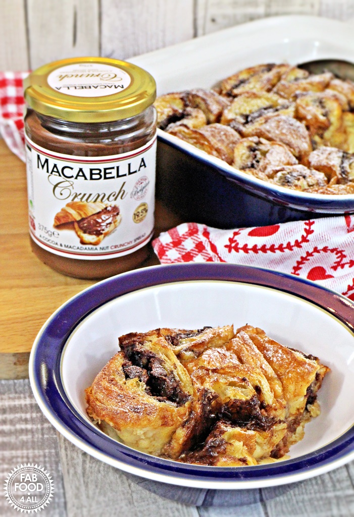 Macabella Croissant Pudding - filled with chocolatey, nutty yumminess! Fab Food 4 All