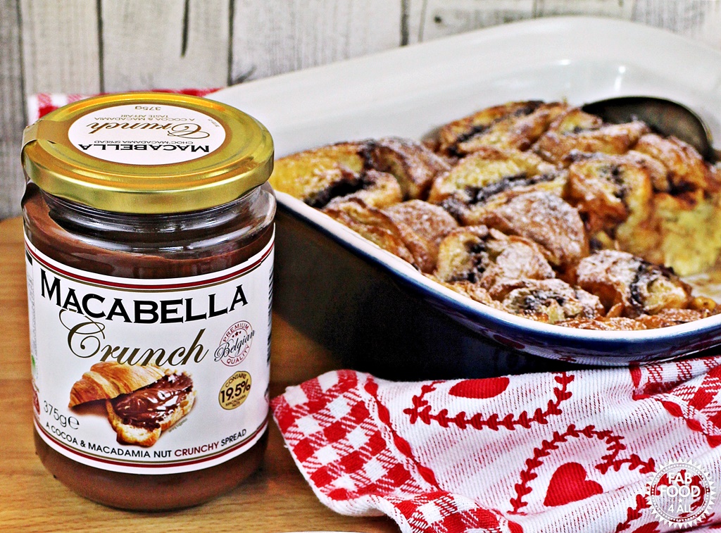 Macabella Croissant Pudding - filled with chocolatey, nutty yumminess! Fab Food 4 All