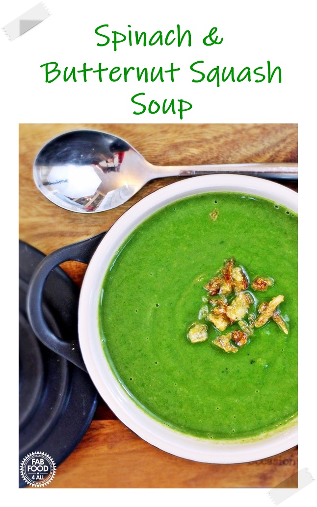 Spinach & Butternut Squash Soup Pinterest image.