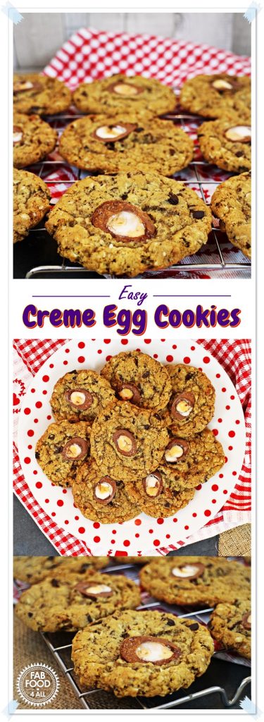 Easy Creme Egg Cookies - delicious chewy cookies perfect for Easter!via @fabfood4all