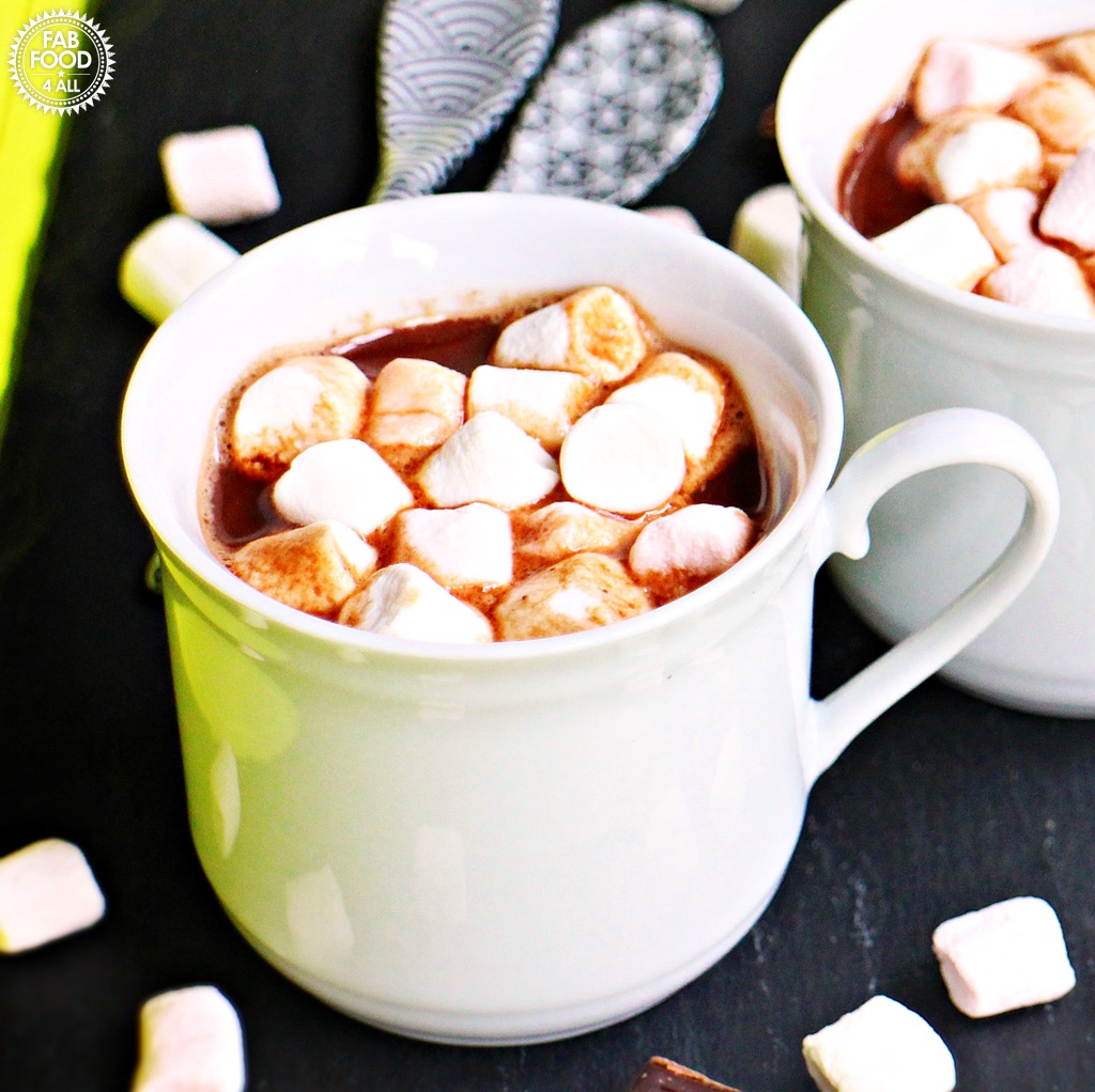Boozy Hot Chocolate with Baileys Chocolat Luxe & Marshmallows, espresso cups