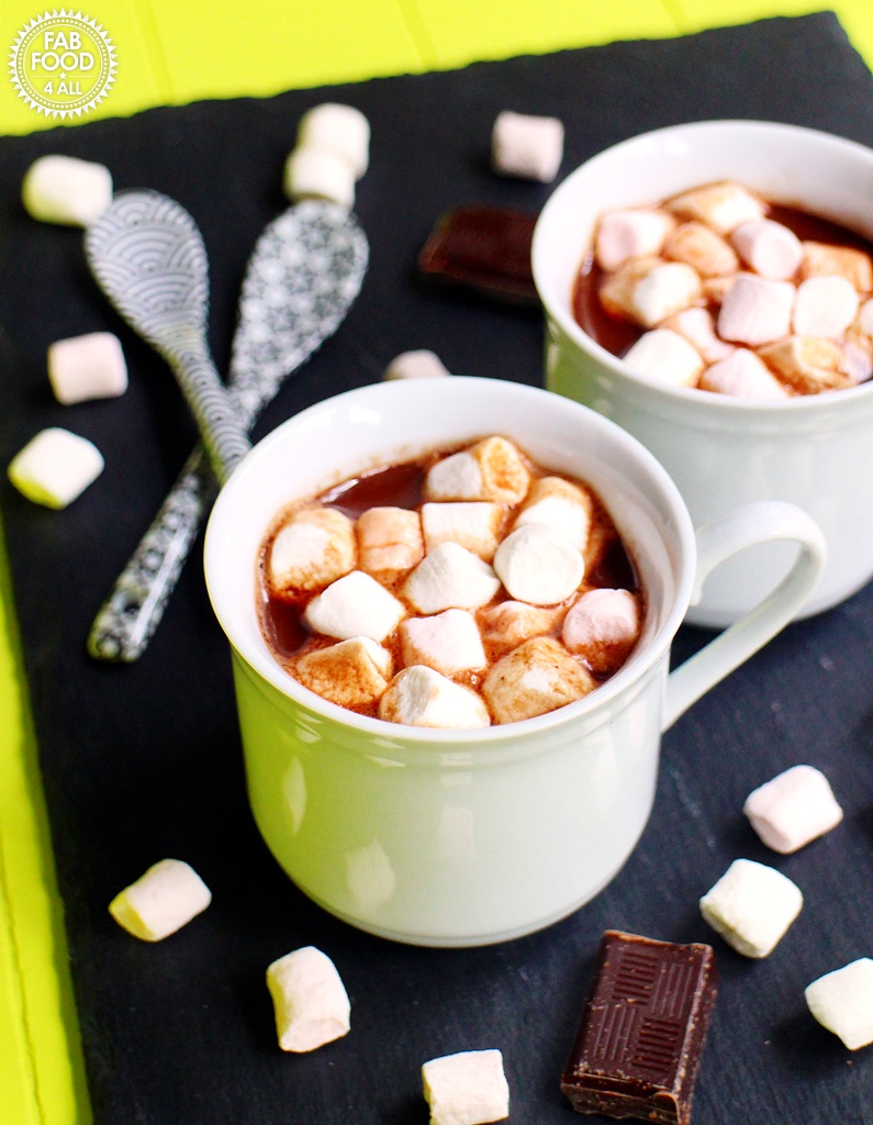 Boozy Hot Chocolate with Baileys Chocolat Luxe & Marshmallows, espresso cups