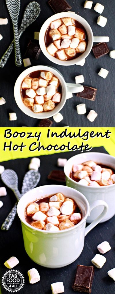 Boozy Decadent Hot Chocolate with Baileys Chocolat Luxe & Marshamallows served in espresso cups! Just lush! @FabFood4All
