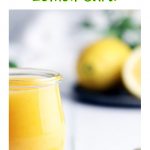 Granny's Quick Lemon Curd in a Weck jar. Pinterest image.