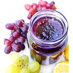 Easy Grape Jam in a jar with grapes Pinterest image