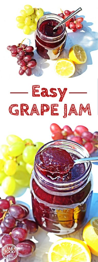 Easy Grape Jam - 3 ingredients & pectin free! Pinterest image.
