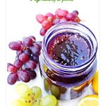 Easy Grape Jam in a jar with grapes Pinterest image