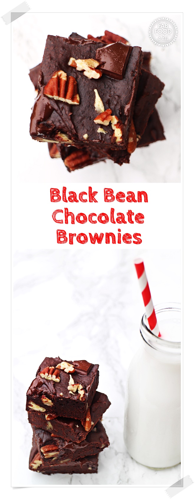 Black Bean Chocolate Brownies from veggie desserts + cakes - Fab Food 4 All #veggiedesserts #brownies #chocolate #blackbean #vegetarian