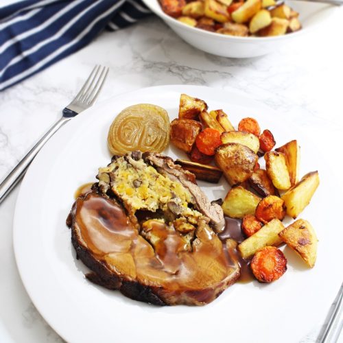 Slow Cooker Shoulder of Welsh Lamb with Apricot & Chestnut Stuffing