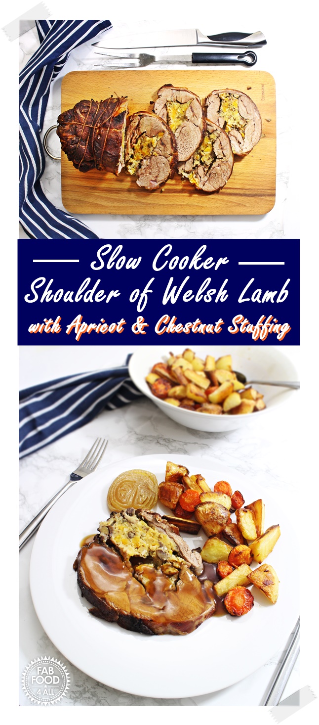 Slow Cooker Shoulder of Welsh Lamb with Apricot & Chestnut Stuffing @FabFood4All