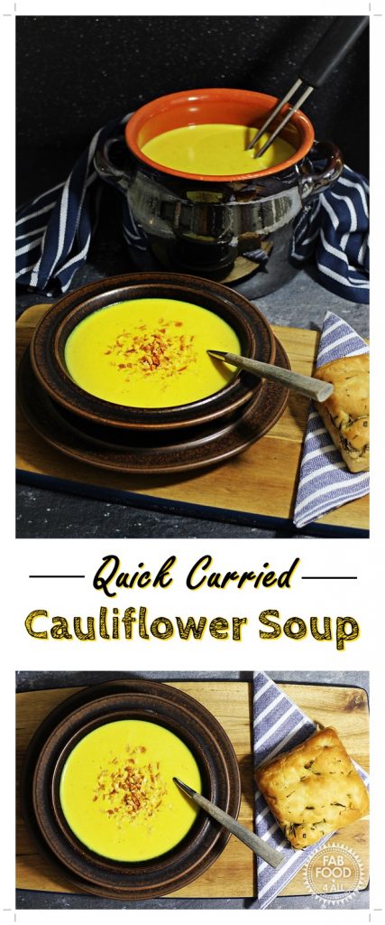Quick Curried Cauliflower Soup - Fab Food 4 All #soup #vegetarian #cauliflower #curried