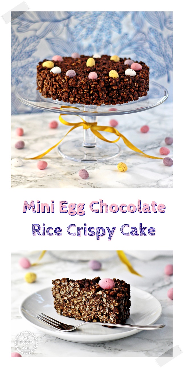 Mini Egg Chocolate Rice Crispy Cake - Fab Food 4 All #Easter #Mini Eggs #Cake #Birthday Cake #Mothers Day