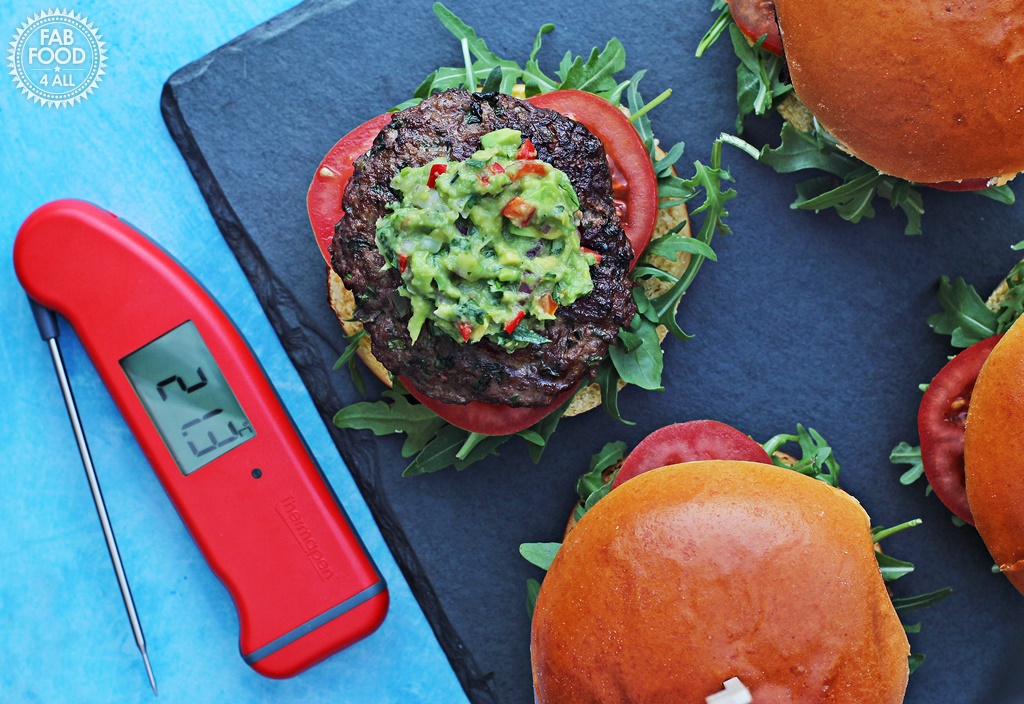 BBQ Chilli Burgers with Spicy Guacamole - Fab Food 4 All